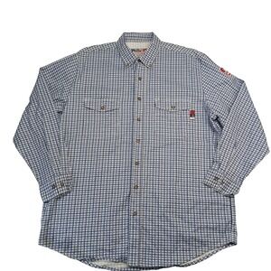 Walls FR Mens XL Blue Plaid Flame Resistant Work Shirt NFPA 2112 HRC 2 ATPV 8.8